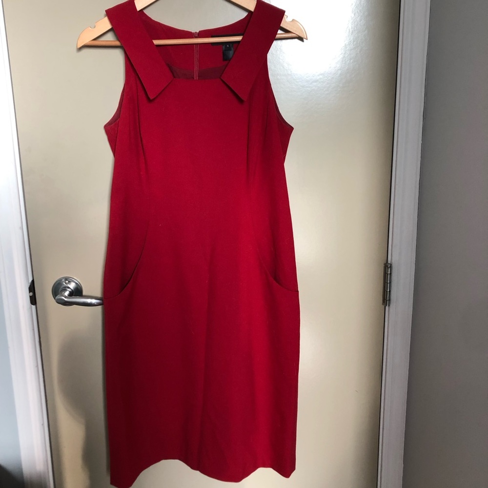 PINK TARTAN collared red dress with pockets, SZ 6